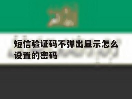 短信验证码不弹出显示怎么设置的密码