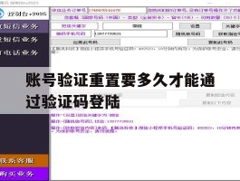 关于账号验证重置要多久才能通过验证码登陆的信息
