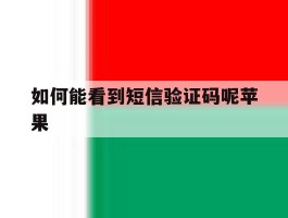 如何能看到短信验证码呢苹果