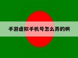 手游虚拟手机号怎么弄的啊