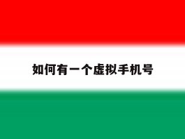 如何有一个虚拟手机号