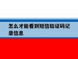 怎么才能看到短信验证码记录信息
