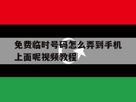 免费临时号码怎么弄到手机上面呢视频教程
