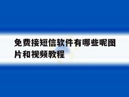 免费接短信软件有哪些呢图片和视频教程