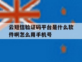 云短信验证码平台是什么软件啊怎么用手机号