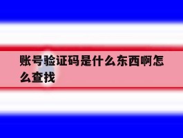 账号验证码是什么东西啊怎么查找