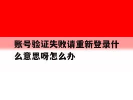 账号验证失败请重新登录什么意思呀怎么办