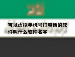 可以虚拟手机号打电话的软件叫什么软件名字