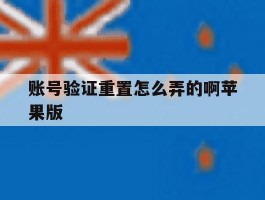 账号验证重置怎么弄的啊苹果版