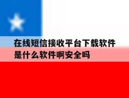 在线短信接收平台下载软件是什么软件啊安全吗