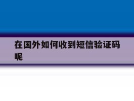 在国外如何收到短信验证码呢