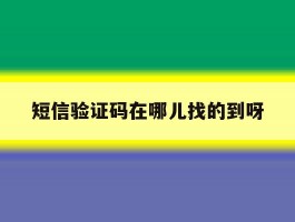 短信验证码在哪儿找的到呀