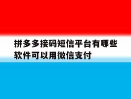 包含拼多多接码短信平台有哪些软件可以用微信支付的词条