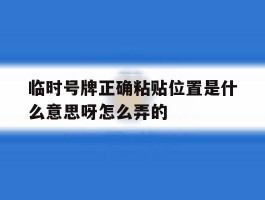 临时号牌正确粘贴位置是什么意思呀怎么弄的