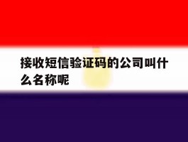 接收短信验证码的公司叫什么名称呢