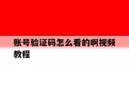 账号验证码怎么看的啊视频教程